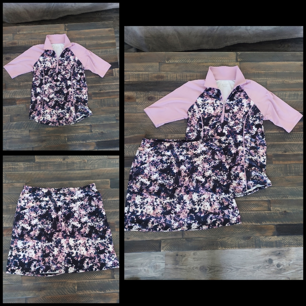 JOFIT lilac top and skort foral set size medium (golf attire)